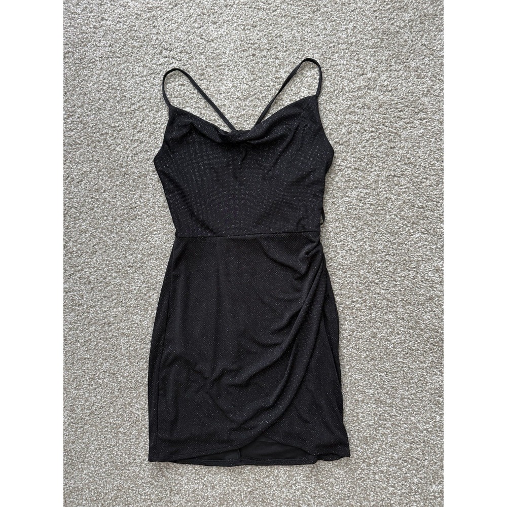 B Darlin Black Glitter Cocktail Dress Women's Small Party Glam Whimsigoth Dark - Picture 6 of 6